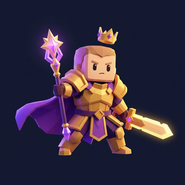 KayKit Senior commander — low-poly paladin with golden armor and crown
